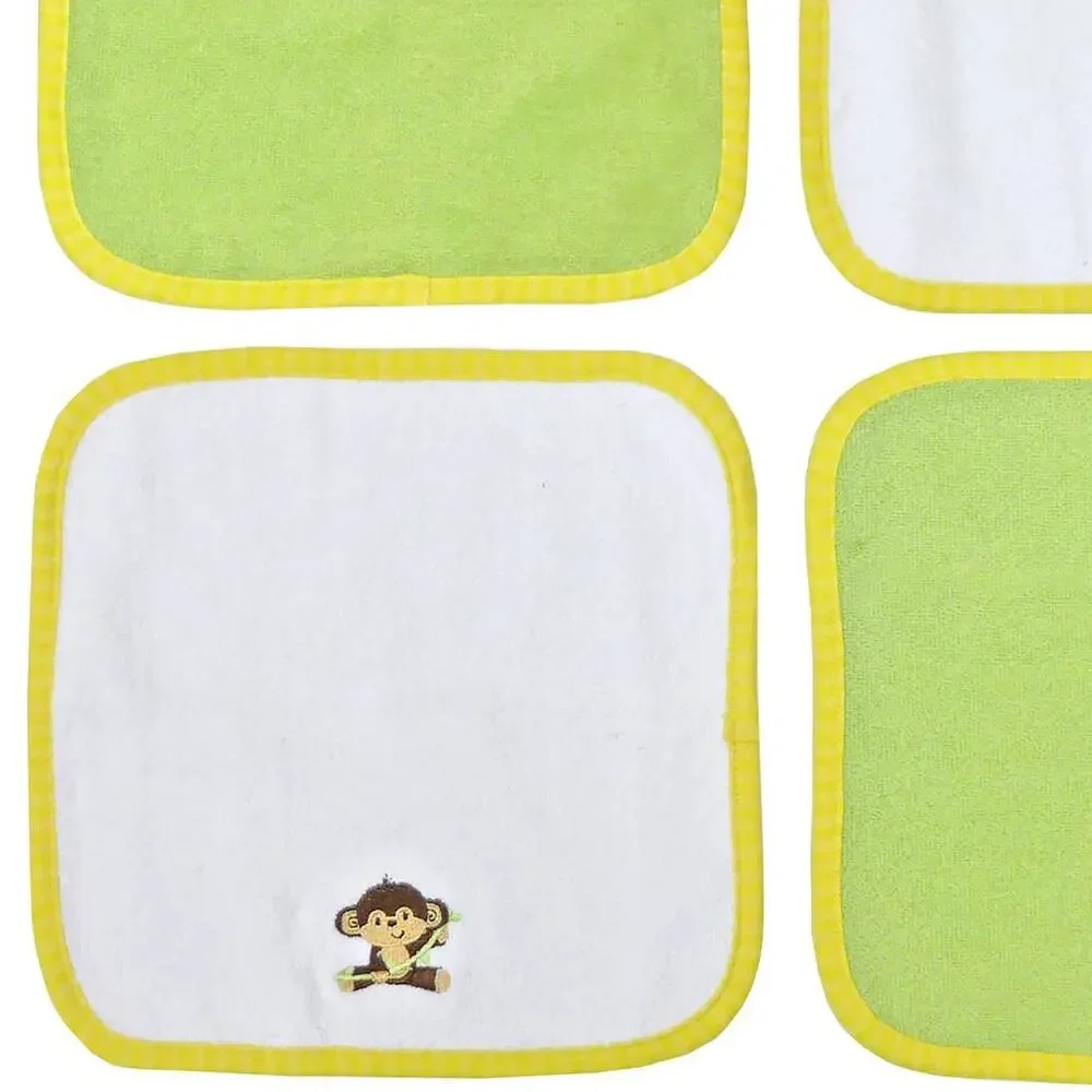 Neat Solutions Monkey Terry Washcloth Set 4 Count Yellow Green Baby Bath